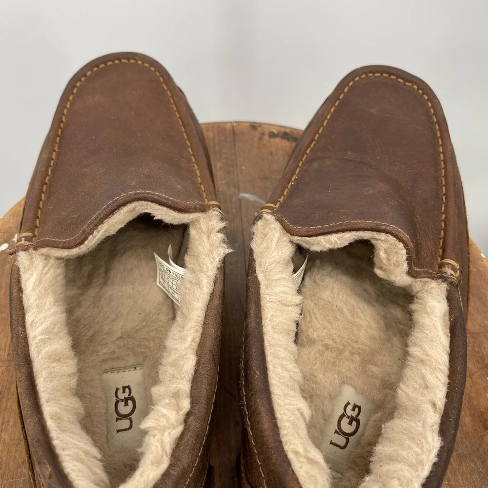 UGG Men's Ascot Chocolate Brown Leather Slip-Ons